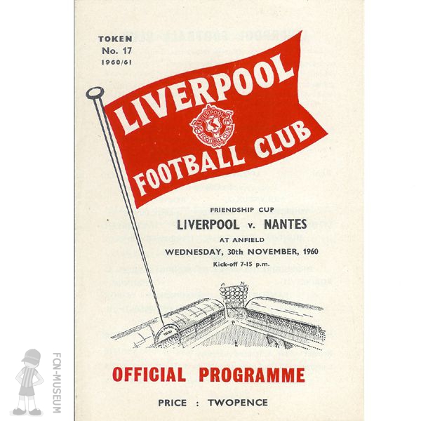 1960-61 Coupe de l'amitié Liverpool Nantes
