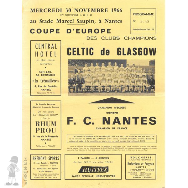 1966-67 8ème aller Celtic Nantes (Programme)