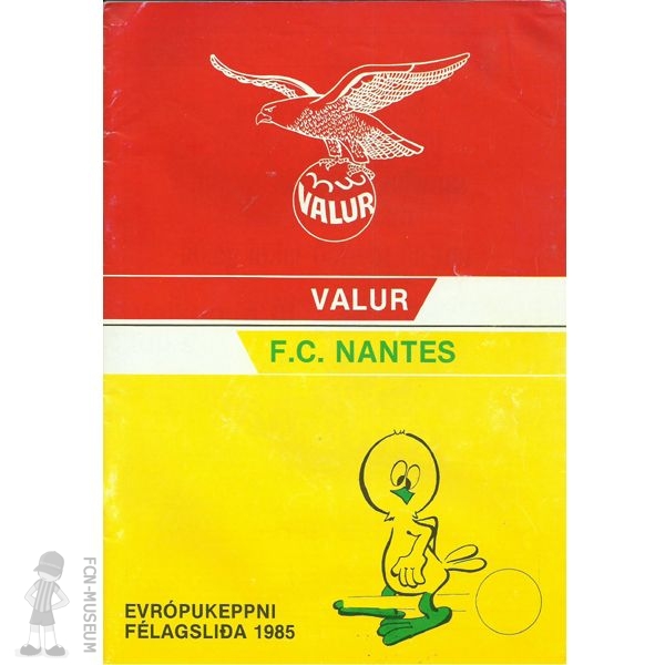 1985-86  32ème aller Valur Nantes (Programme)