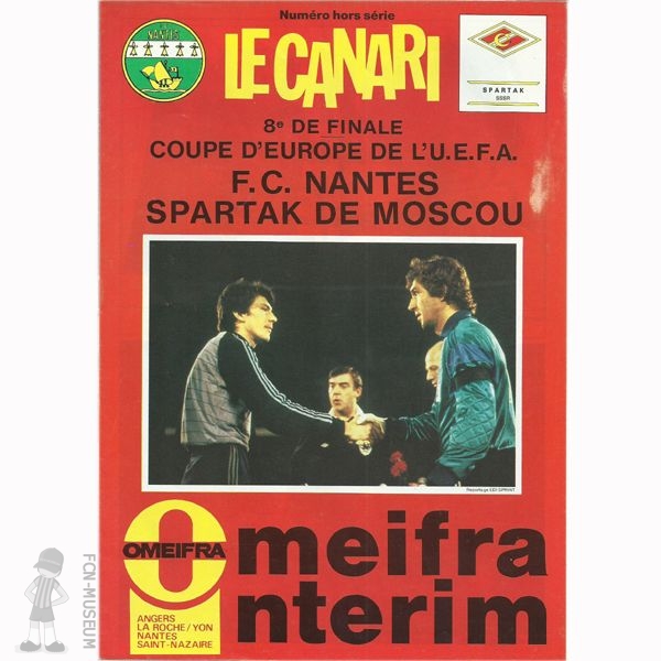 1985-86 8ème retour Nantes Spartak (Programme)