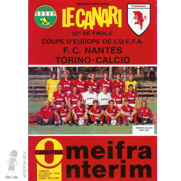 1986-87 32ème aller Nantes Torino (Programme)