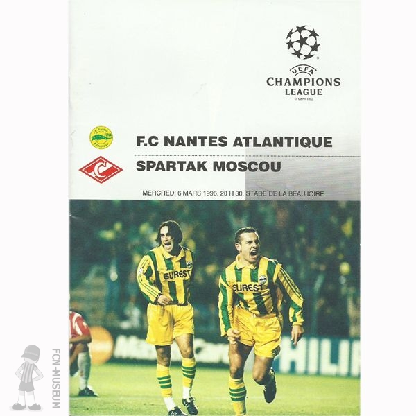 1995-96  quart aller Nantes Spartak (Programme)