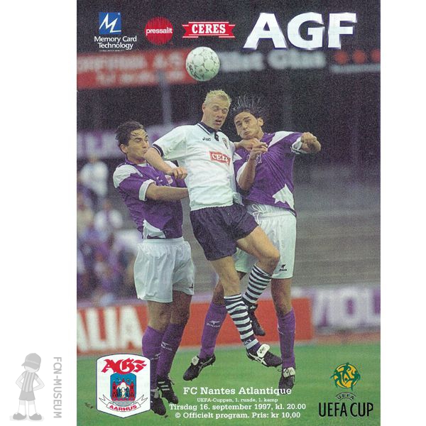1997-98 32ème aller Aahrus Nantes (Programme)