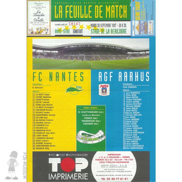 1997-98 32ème retour Nantes Aarhus