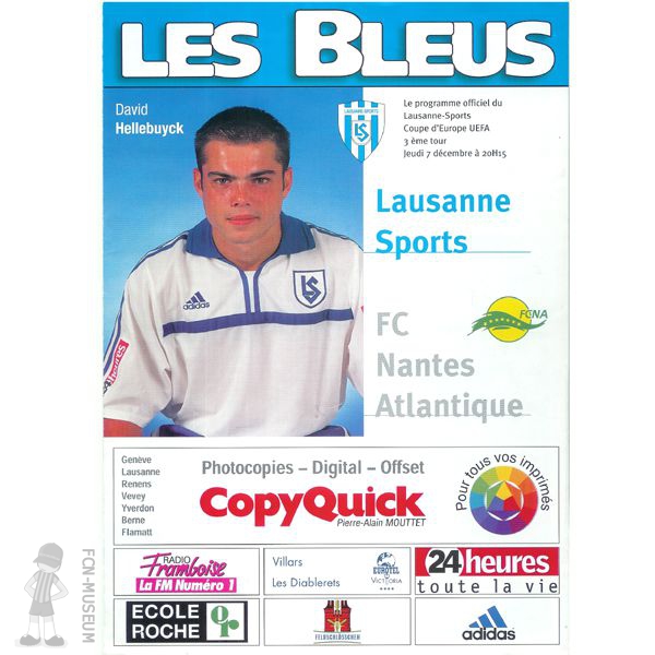 2000-01 16ème retour Lausanne Nantes (programme)