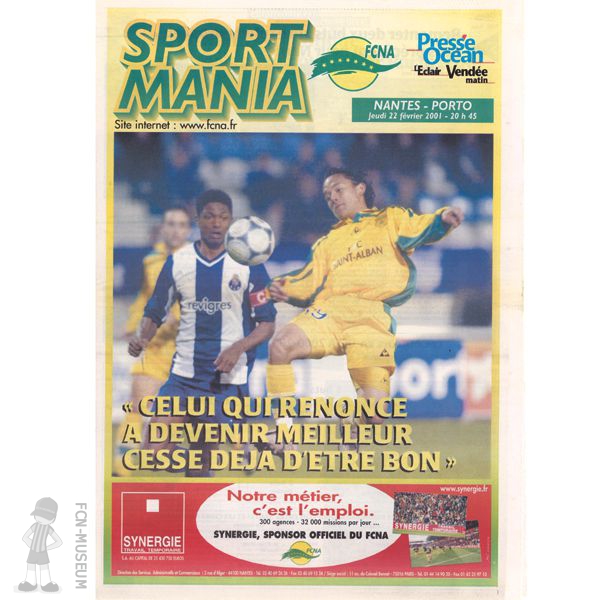 2000-01 8ème retour Nantes Porto (Programme)
