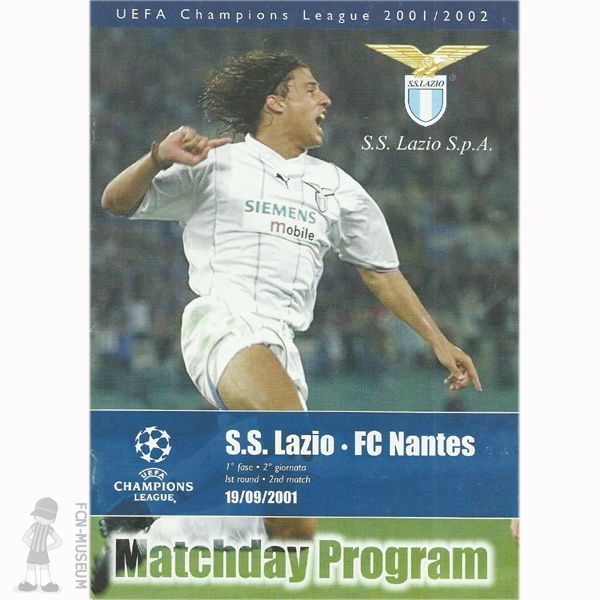 2001-02 1ère phase 2ème j Lazio Nantes (Programme)