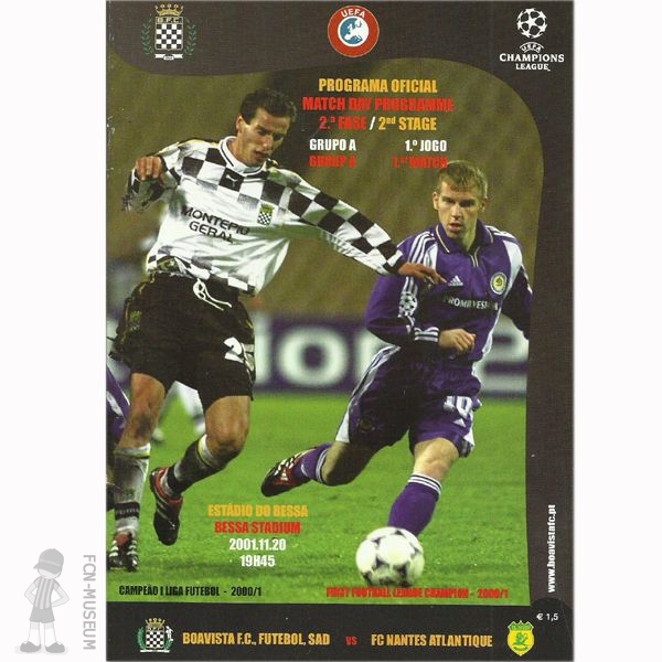 2001-02 2ème phase 1ère J. Boavista Nantes (programme)