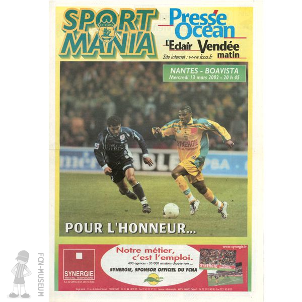 2001-02 2ème phase 5ème J. Nantes Boavista (Programme)