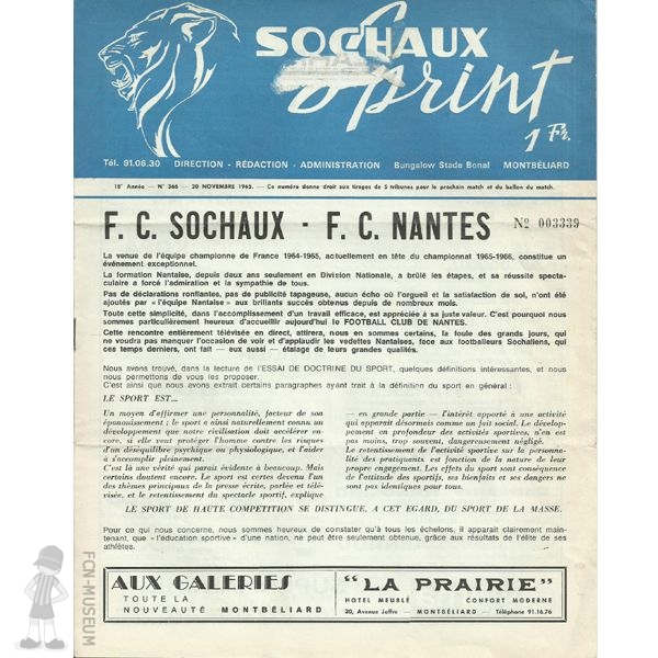 1965-66 16ème j Sochaux Nantes