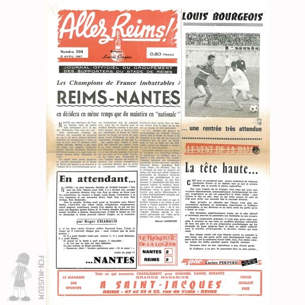 1966-67 30ème j Reims Nantes (Programme)