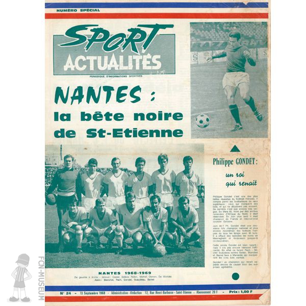 1968-69 03ème j St Etienne Nantes (Programme)