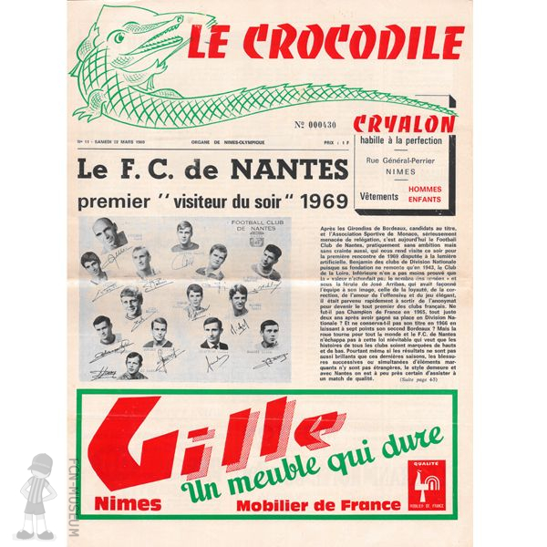 1969-70 32ème j Nîmes Nantes (Programme)