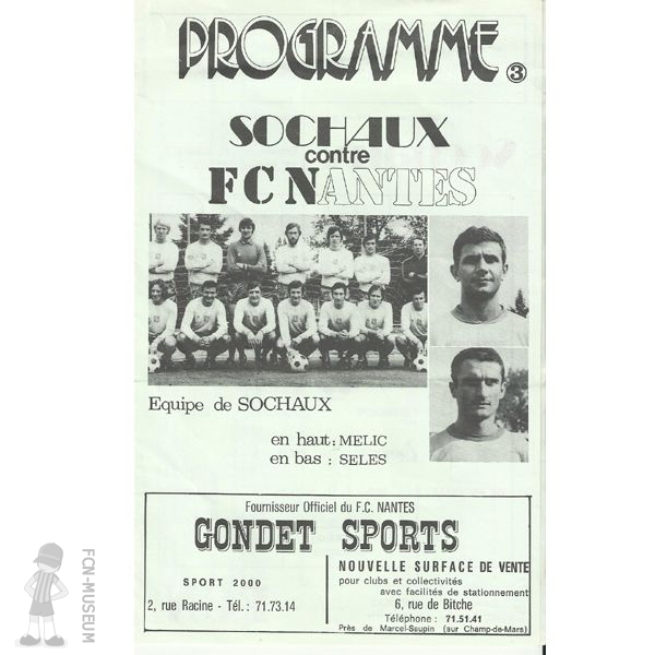 1972-73 07ème j Nantes Sochaux (Programme)