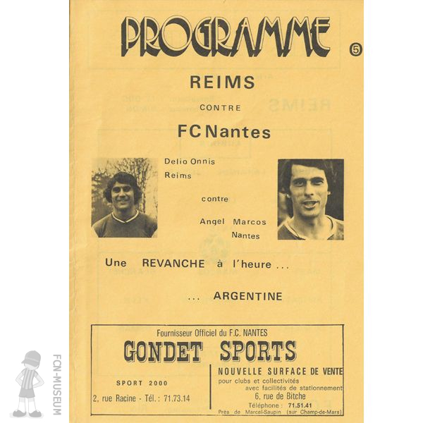 1972-73 13ème j Nantes Reims (Programme)