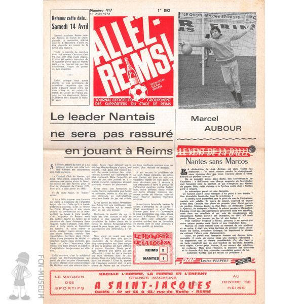 1972-73 31ème j  Reims Nantes (Progamme)