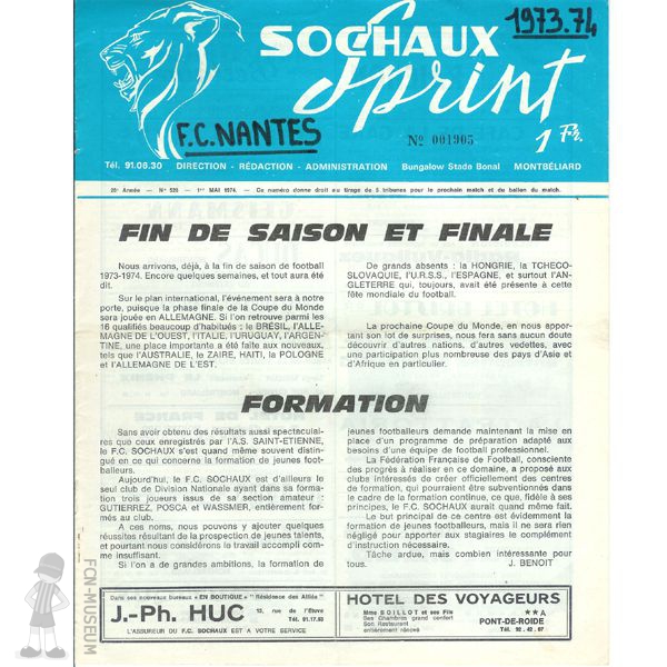 1973-74 35ème j Sochaux Nantes