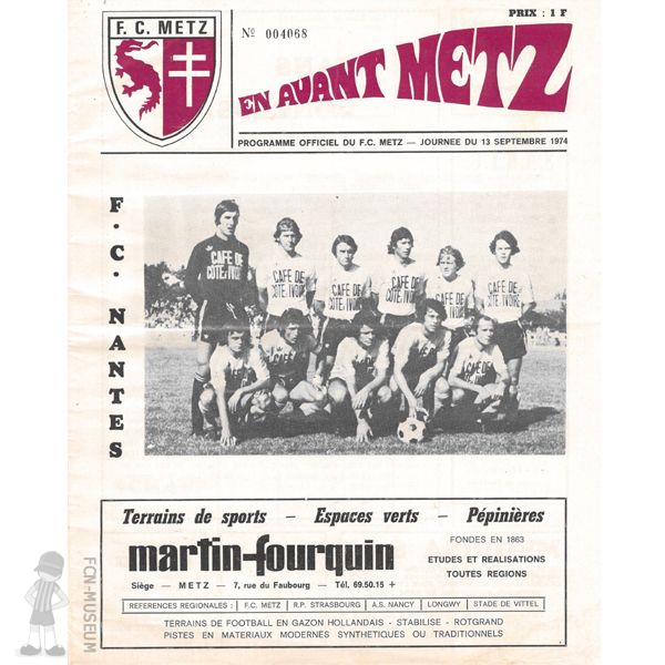 1974-75 08ème j  Metz Nantes (Programme)