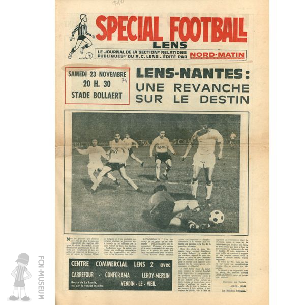 1974-75 18ème j  Lens Nantes (Programme)