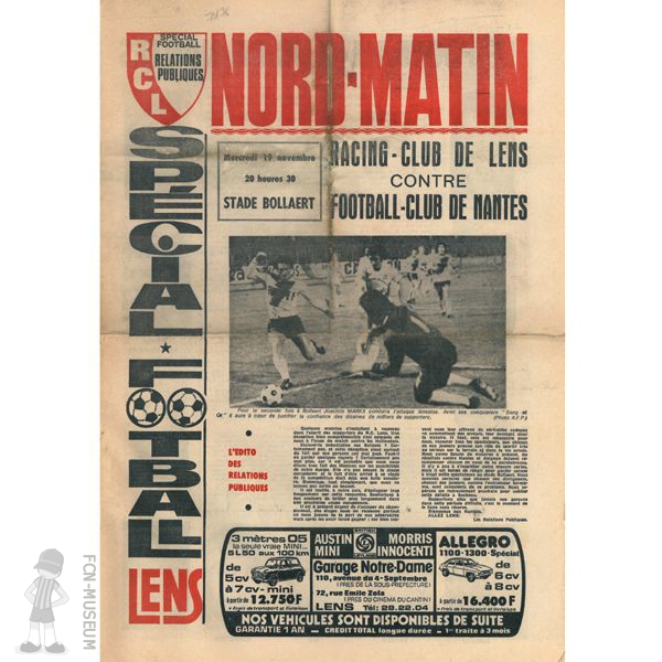 1975-76 14ème j Lens Nantes (Programme)