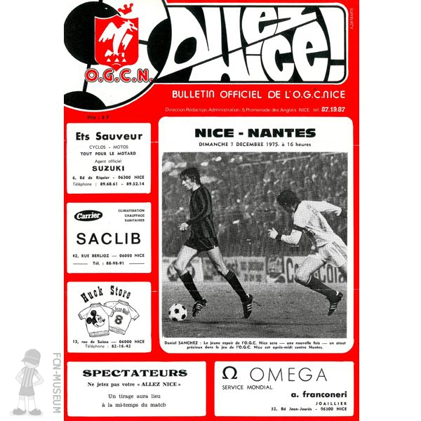 1975-76 18ème j Nice Nantes (Programme)