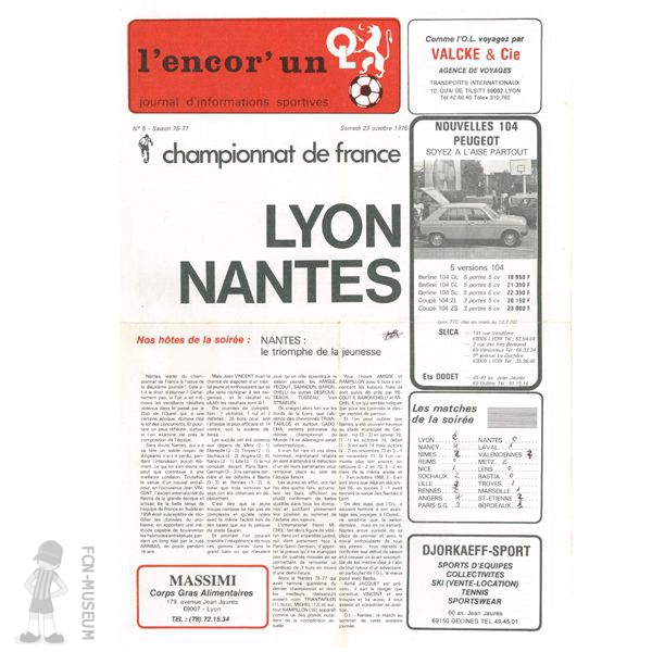 1976-77 11ème j Lyon Nantes