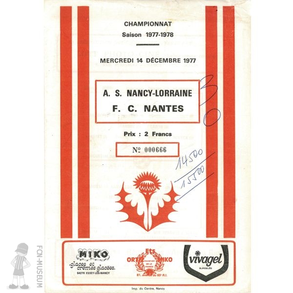 1977-78 12ème j Nancy Nantes (Programme)c