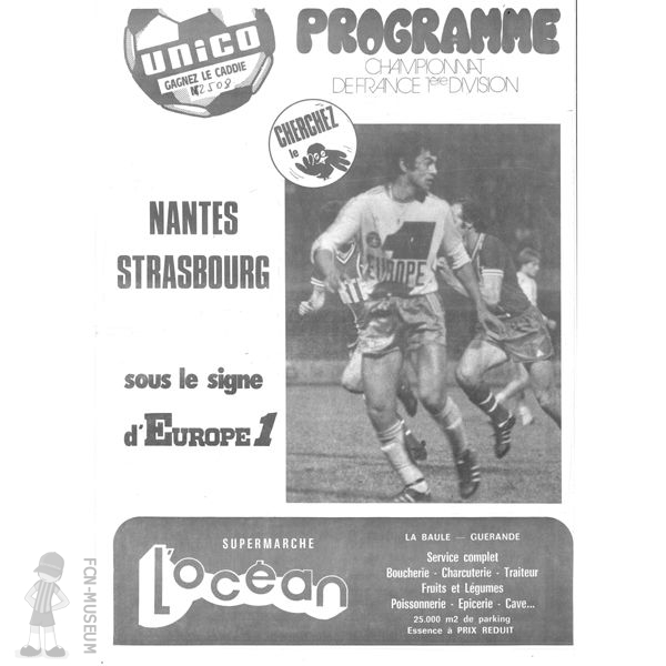 1977-78 15ème j Nantes Strasbourg (Programme)