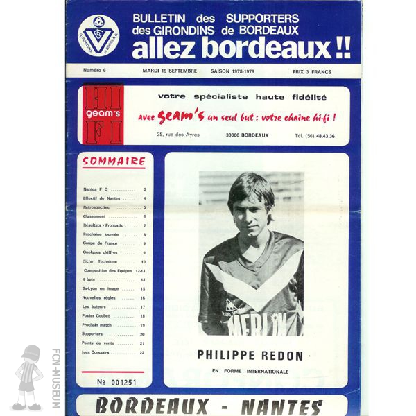 1978-79 11ème j Bordeaux Nantes
