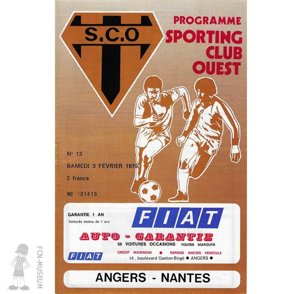 1978-79 26ème j Angers Nantes (programme)