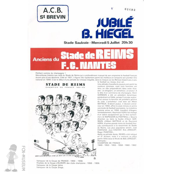 1978 Jubilé Bernard Hiegel (Programme)
