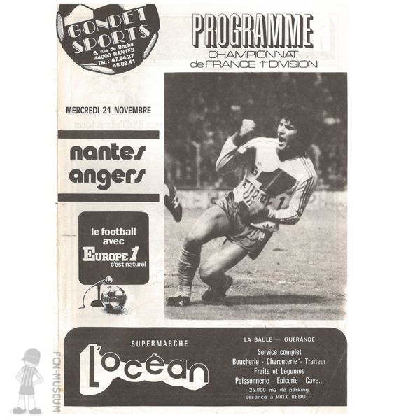 1979-80 17ème j Nantes Angers (programme)
