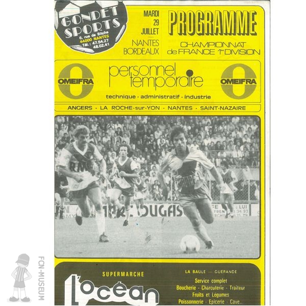 1980-81 02ème j Nantes Sochaux (Programme)