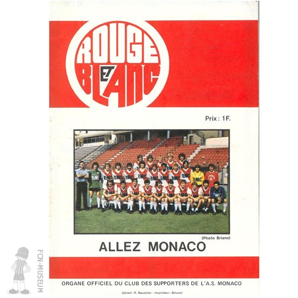 1980-81 15ème j Monaco Nantes (Programme)