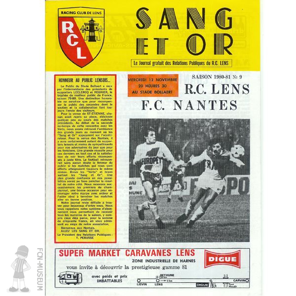1980-81 18ème j Lens Nantes