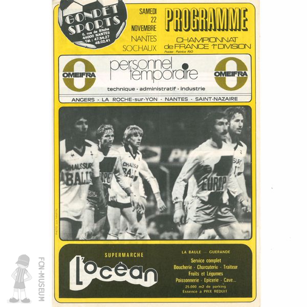1980-81 19ème j Nantes Sochaux (Programme)
