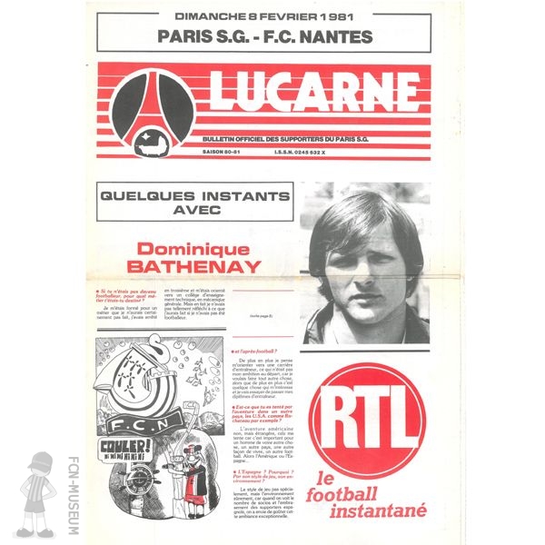 1980-81 26ème j Paris SG Nantes (Programme)