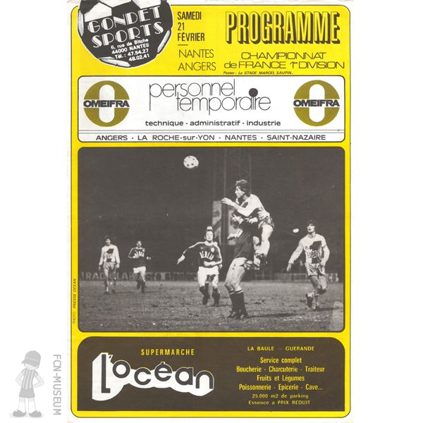 1980-81 27ème j Nantes Angers (Programme)