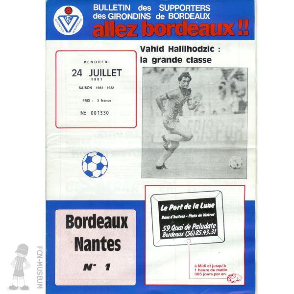 1981-82 01ère j Bordeaux Nantes