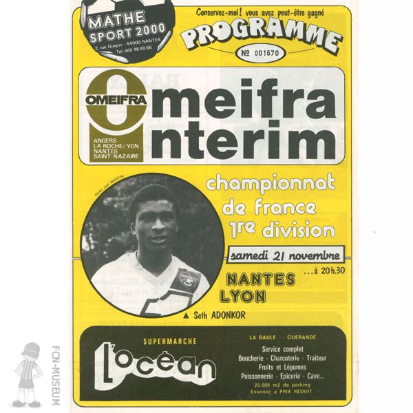 1981-82 19ème j Nantes Lyon (Programme)