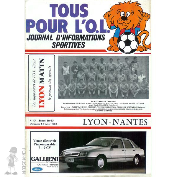 1982-83 24ème j Lyon Nantes (Programme)