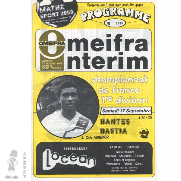 1983-84 09ème j Nantes Bastia (Programme)
