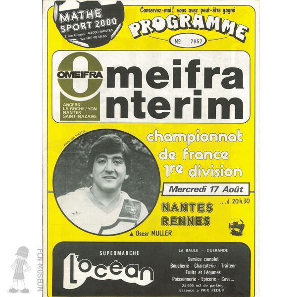 1983-84 09ème j Nantes Rennes (Programme)