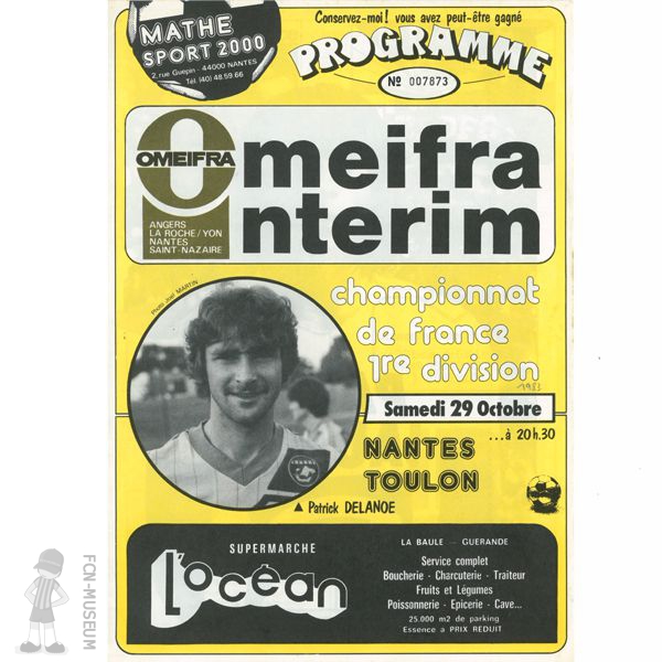 1983-84 16ème j Nantes Toulon (Programme)