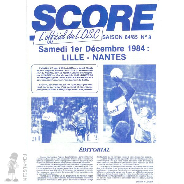 1984-85 19ème j Lille Nantes (Programme)