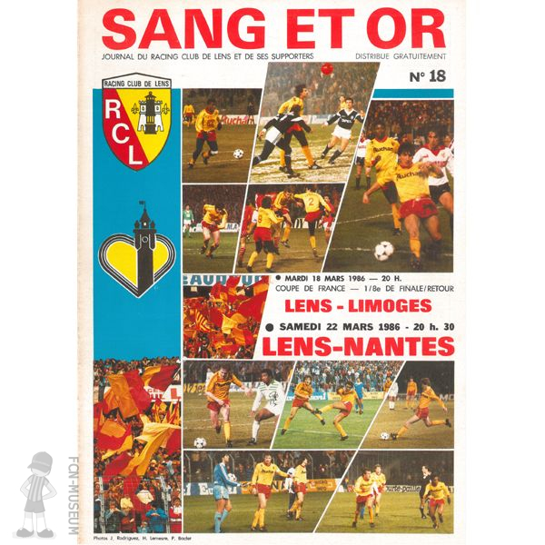1985-86 34ème j Lens Nantes (Programme)
