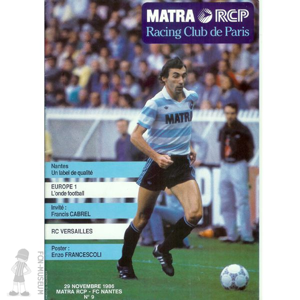 1986-87 19ème j Matra Racing Nantes (Programme)