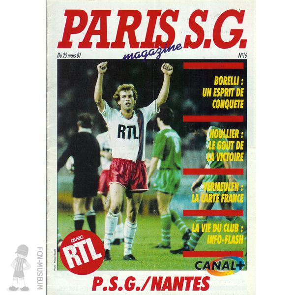 1986-87 28ème j Paris SG Nantes (Programme)