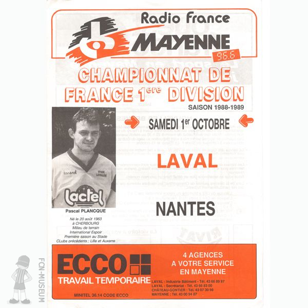 1988-89 14ème j Laval Nantes (Programme)