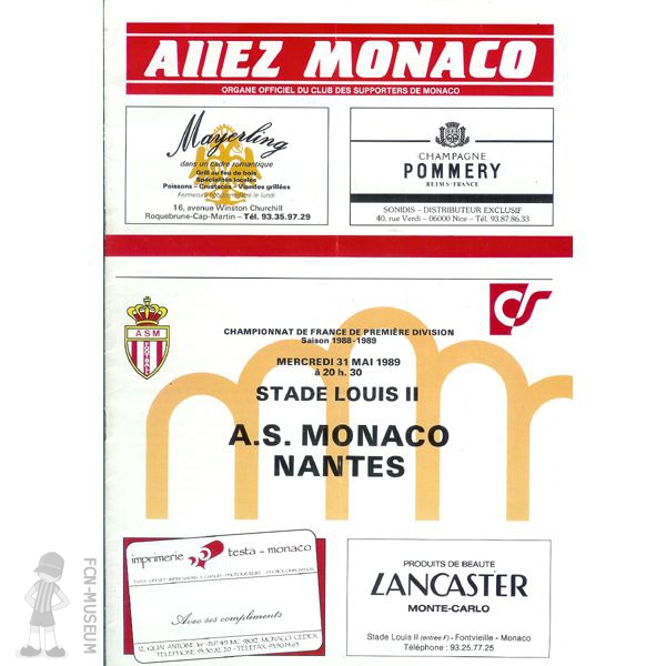 1988-89 38ème j Monaco Nantes (Programme)